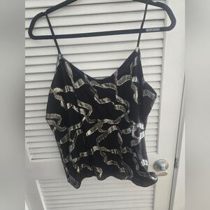 NWT Ann Taylor Black and Silver Camisole